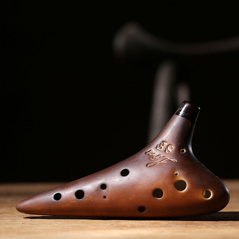 Ocarina 12 Hole Soprano C w/Bag Brown