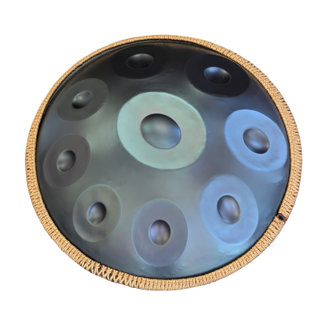 Buy beginner handpan in Australia – 55 cm Mandala 10-note D Kurd handpan, 432 Hz tuning, ideal beginner handpan for meditation, music therapy, acoustic performance, and creative expression.