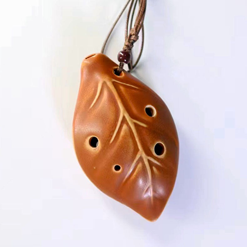 Super Mini Ocarina Necklace 6 Hole Leave