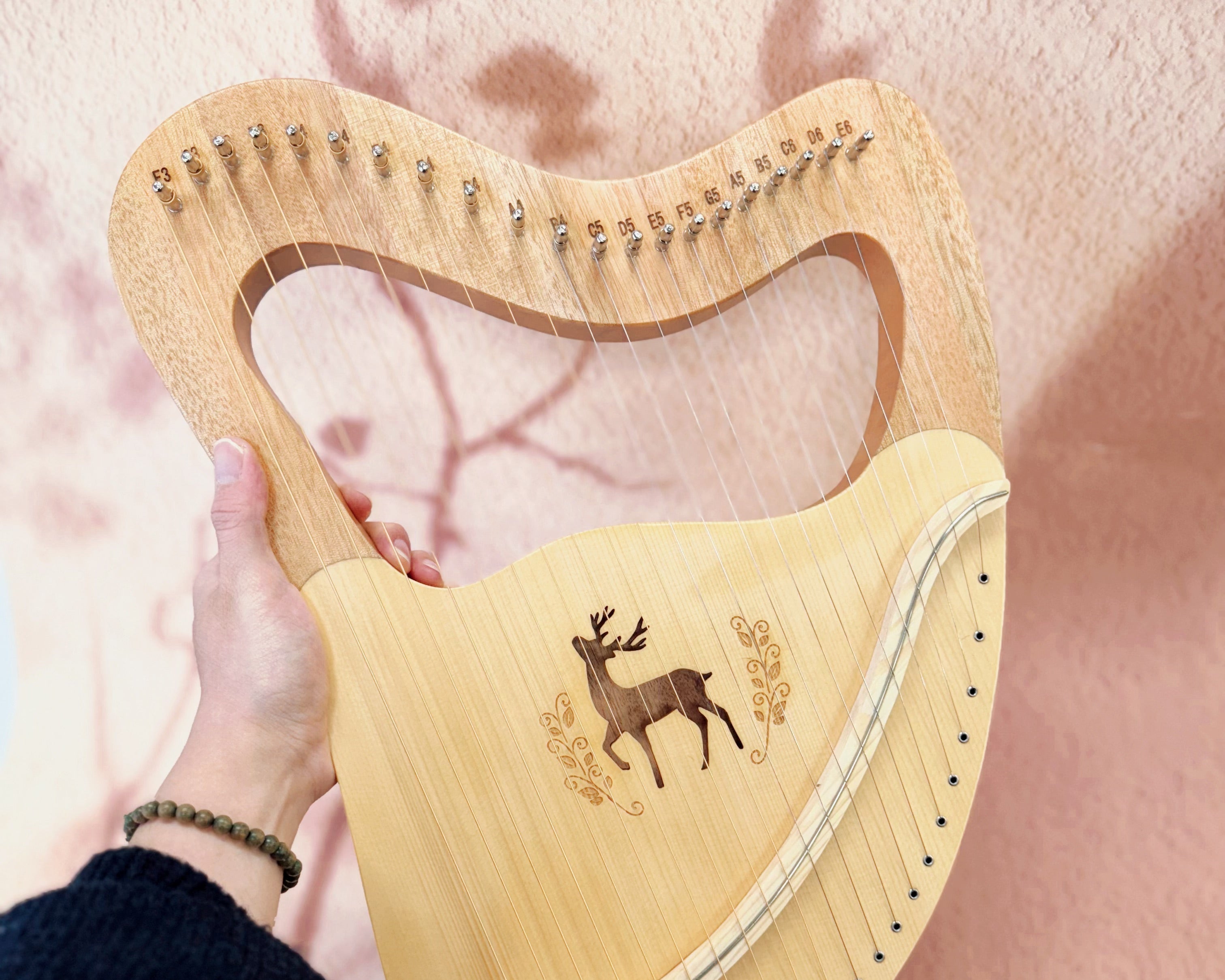Lyre Harp 21 String Deer Mahogany w/Case mini harp celtic beginner instrument soundhealing musical therapy Australia Sydney