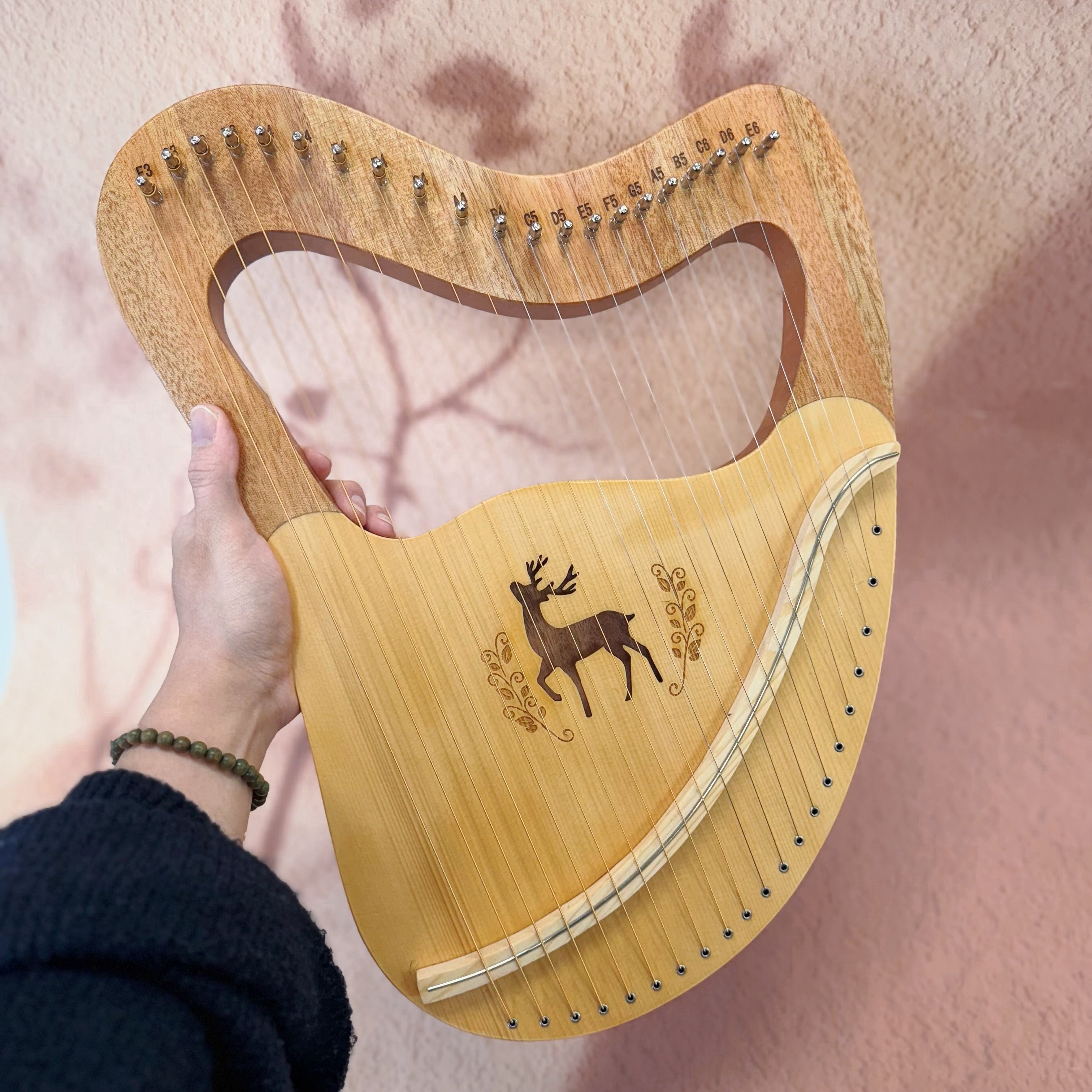 Lyre Harp 21 String Deer Mahogany w/Case