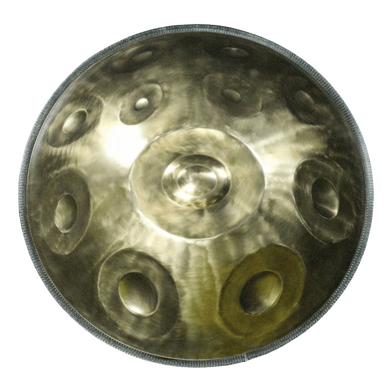 Buy Handpan Australia – YULA 15-Note C# Pygmy double-sided amber steel handpan, Quality Handpan with elegant bronze finish, Affordable Handpan and ideal Handpan for beginners.