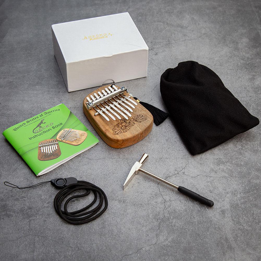 GECKO K8mini/K-8CM/K-8CA 8 Key Camphor/Mahogany Mini Kalimbas Thumb Piano with Tuning Hammer - K-8CM