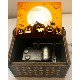 Music Box Wooden Hand Crank Birthday Halloween Christmas Gift