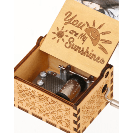 Music Box Wooden Hand Crank Birthday Halloween Christmas Gift