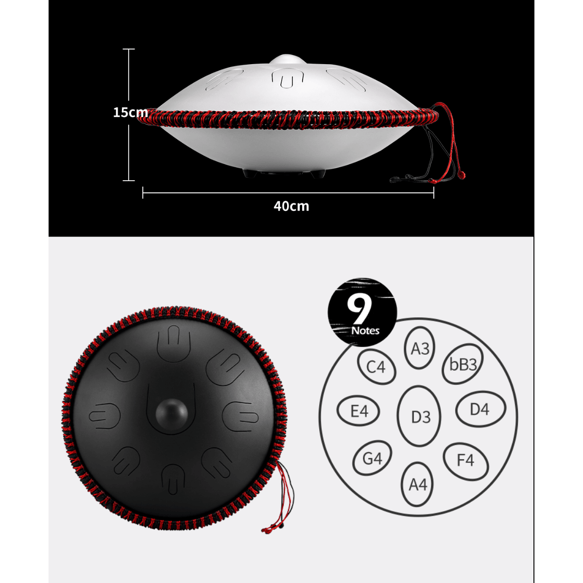 Handpan Mini 9 Note Hluru 14 Inch Steel Tongue Drum D Minor. musical instrument percussion instrument meditation, sound healing beginner. buy handpan tongue drum Australia