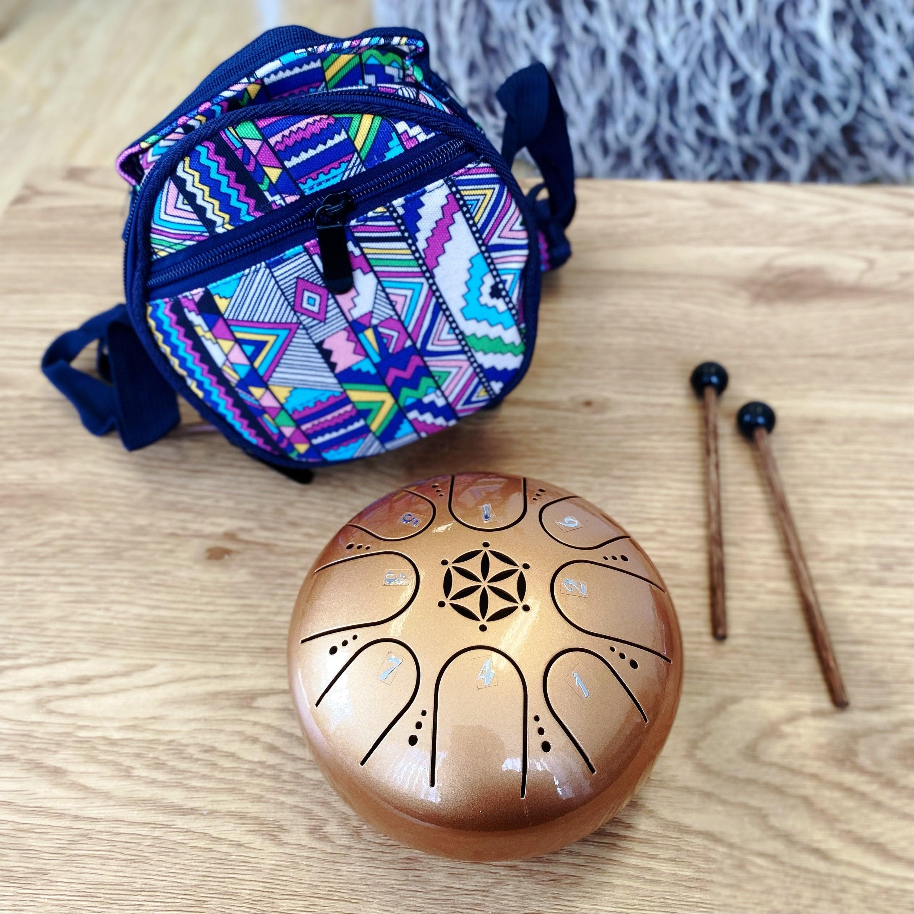 Hluru Steel Tongue Drum Mini 5" 8-Note C Major w/Bag (6 Colours) - Little Kalimba Shop