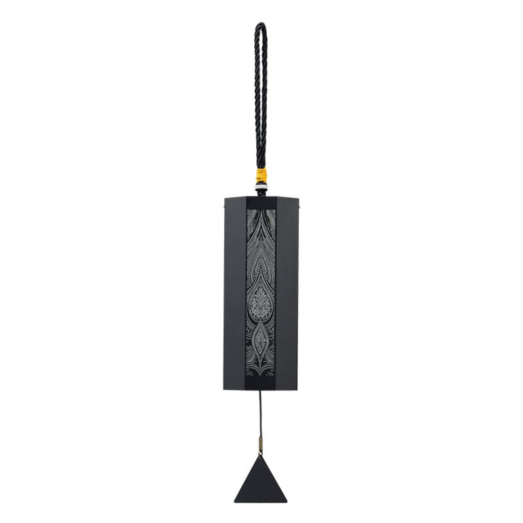 Hluru Octagon Meditation Wind Chime hanging in a peaceful home or yoga space, creating calm ambient sound for relaxation.