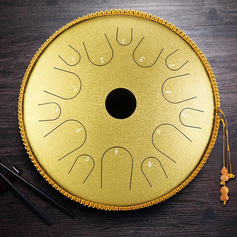 Hluru Steel Tongue Drum tank drum happy drum meditation sound healing musical therapy 14" 14-Note D Major Gold Buy tongue drum Australia