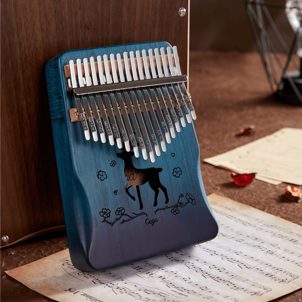 Kalimba 17 Key Mahogany Deer Blue/Brown - Little Kalimba Shop