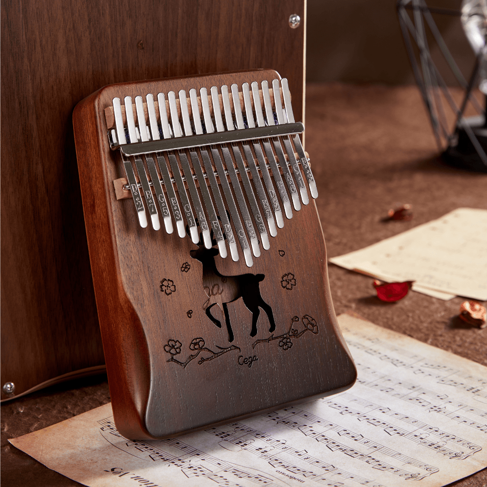 Kalimba 17 Key Mahogany Deer Blue/Brown - Little Kalimba Shop