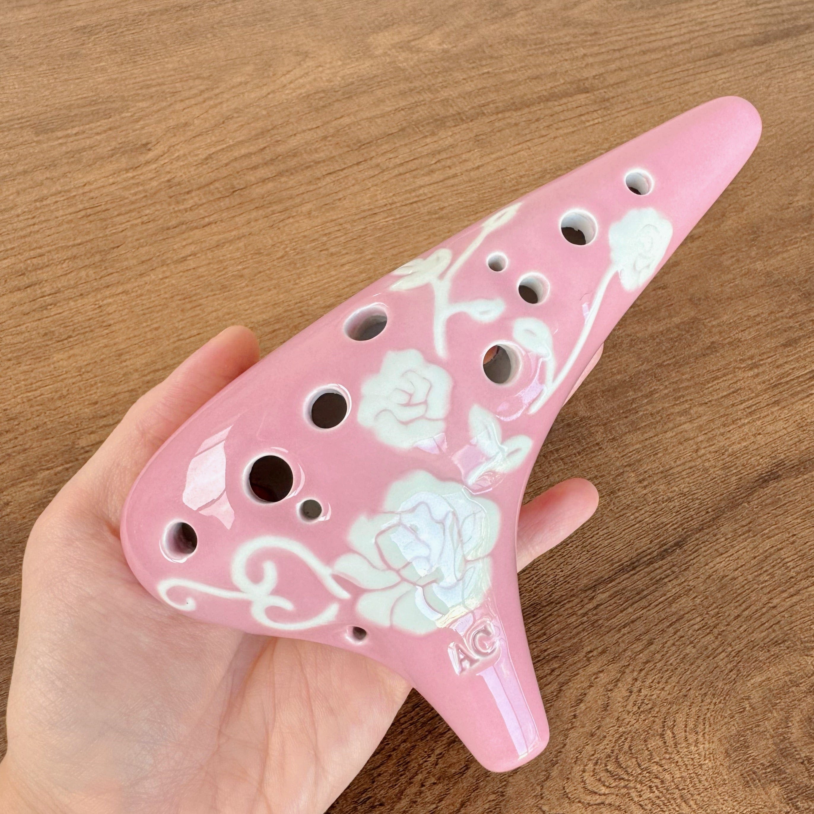 Focalink Stein beginner ocarina Australia, handmade ceramic Alto C ocarina Handmade pink rose