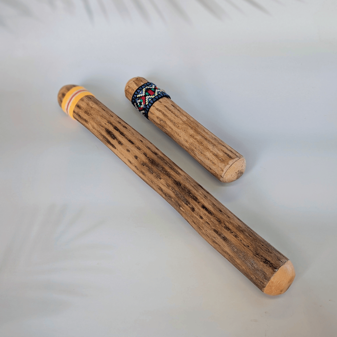 Chilean cactus rainstick handcrafted musical instrument for meditation, relaxation, and sound healing.