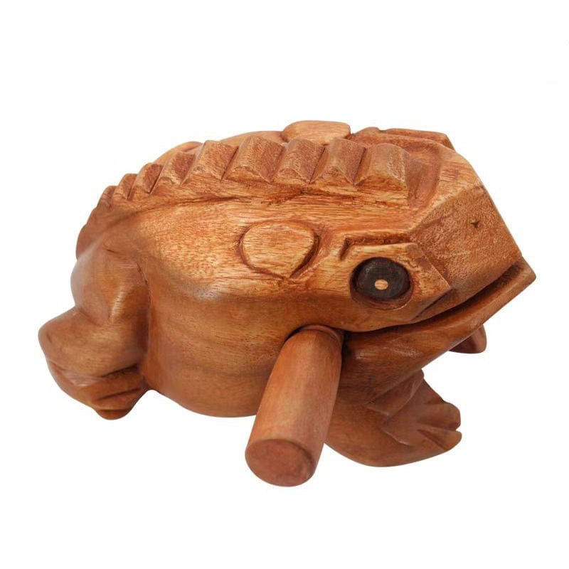 Wood Frog Guiro Rhythm Instrument – Natural Wood Percussion with Beater