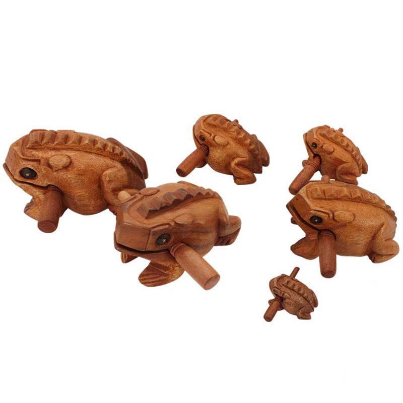 Wood Frog Guiro Rhythm Instrument – Natural Wood Percussion with Beater