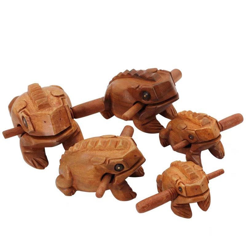 Wood Frog Guiro Rhythm Instrument – Natural Wood Percussion with Beater