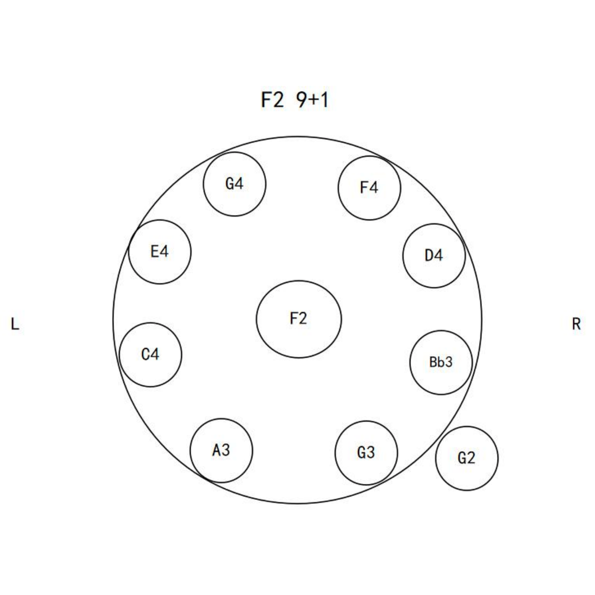 YULA Handpan 10-note F2 Low Amara 55cm hang handpan drum tank drum meditation sound heaing