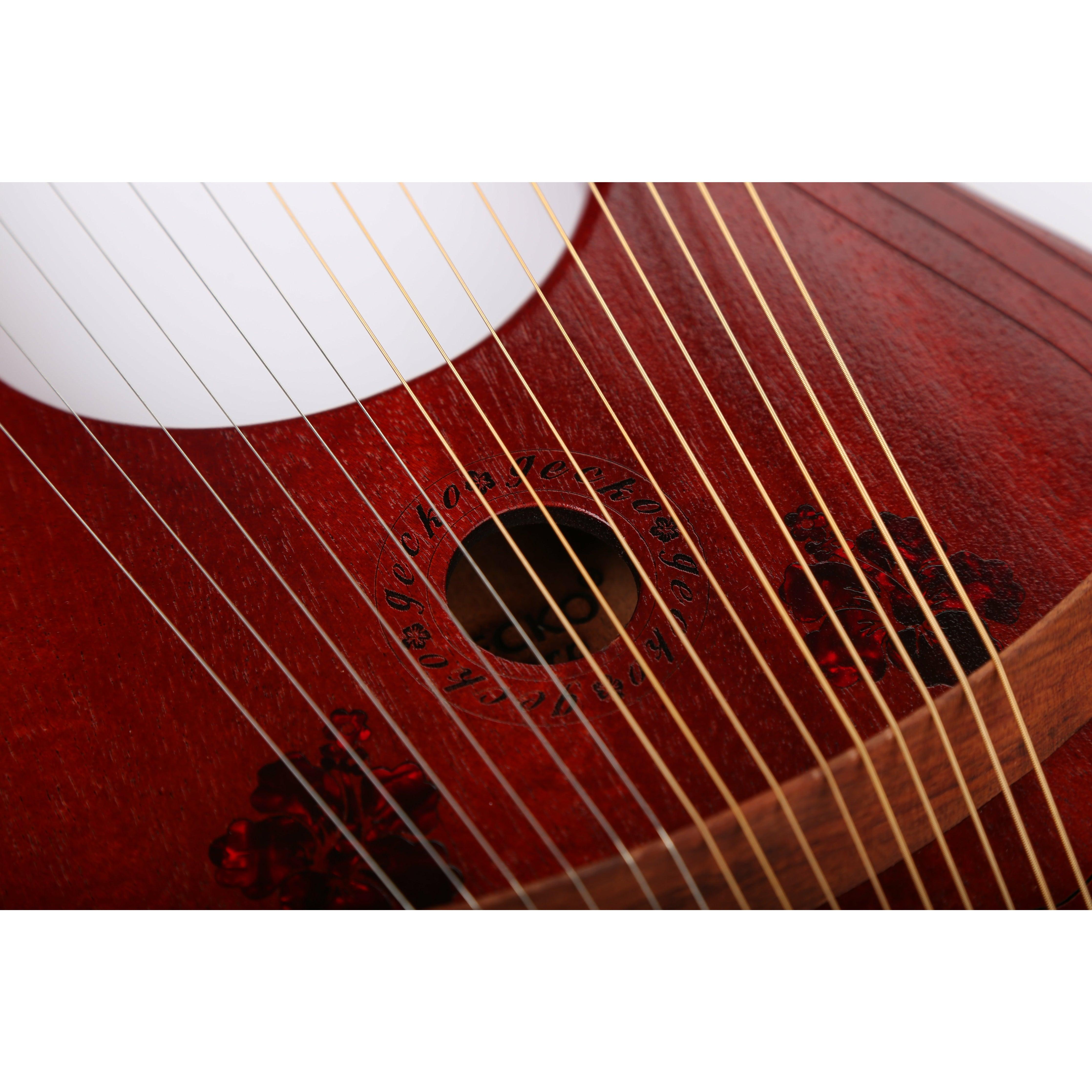 Lyre Harp 15 String GECKO Classic Mahogany with Bag, musical instrument mini harp Irish harp buy harp Australia