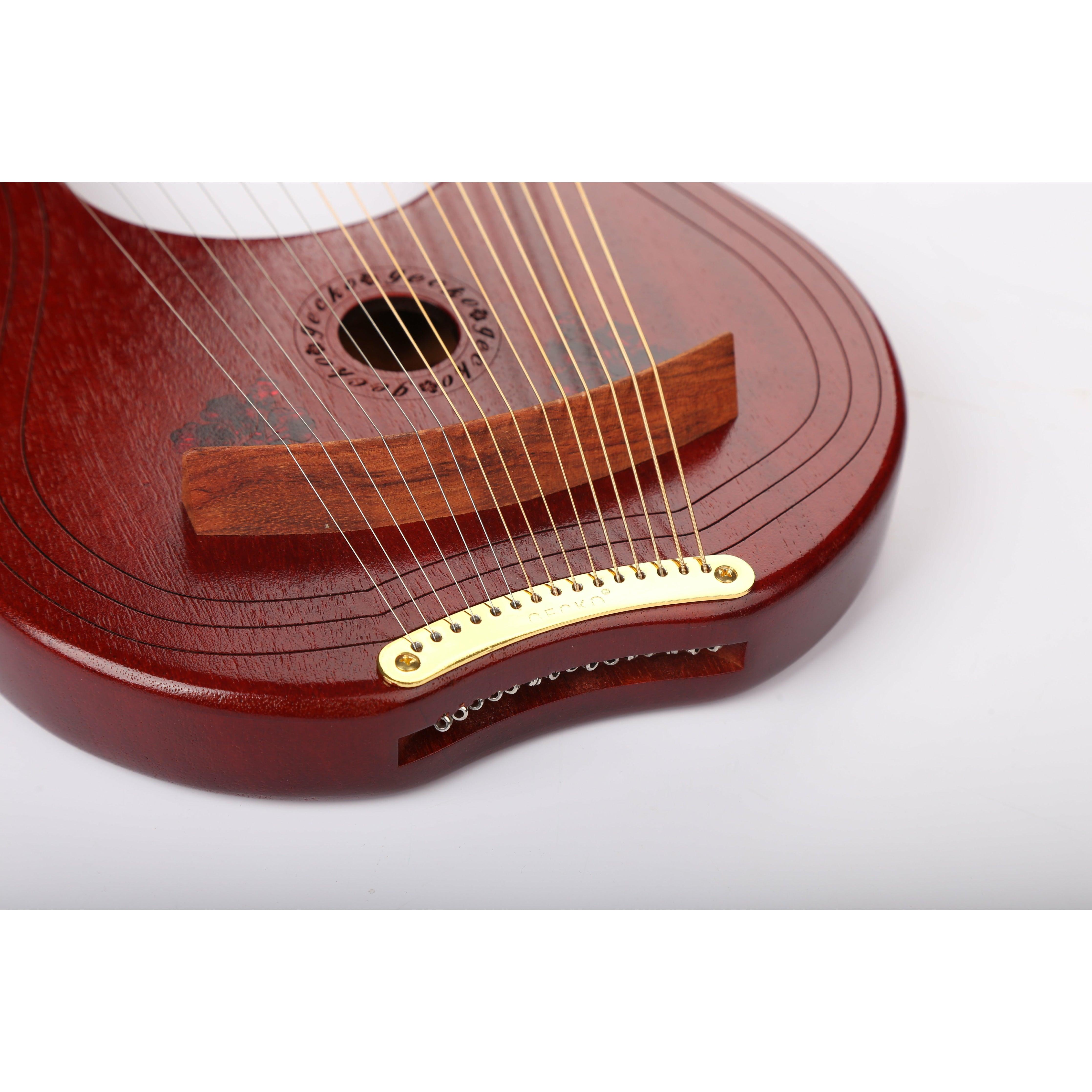 Lyre Harp 15 String GECKO Classic Mahogany with Bag, musical instrument mini harp Irish harp buy harp Australia