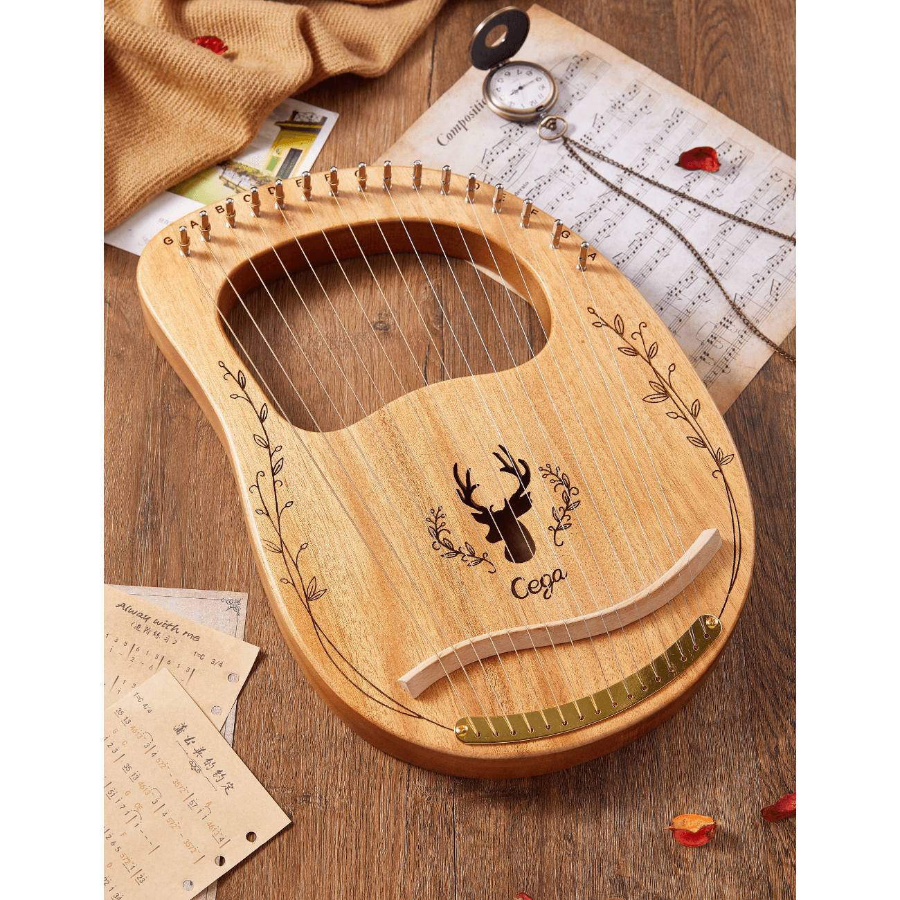 Lyre Harp 16 String Classic Mahogany Mini Harp