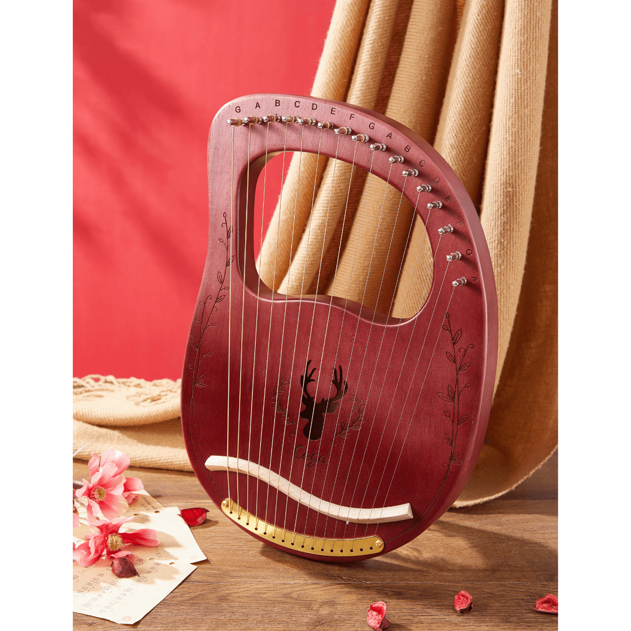 Lyre harp 16 string classic mahogany easy to learn instrument mini harp. Buy lyre harp Australia.