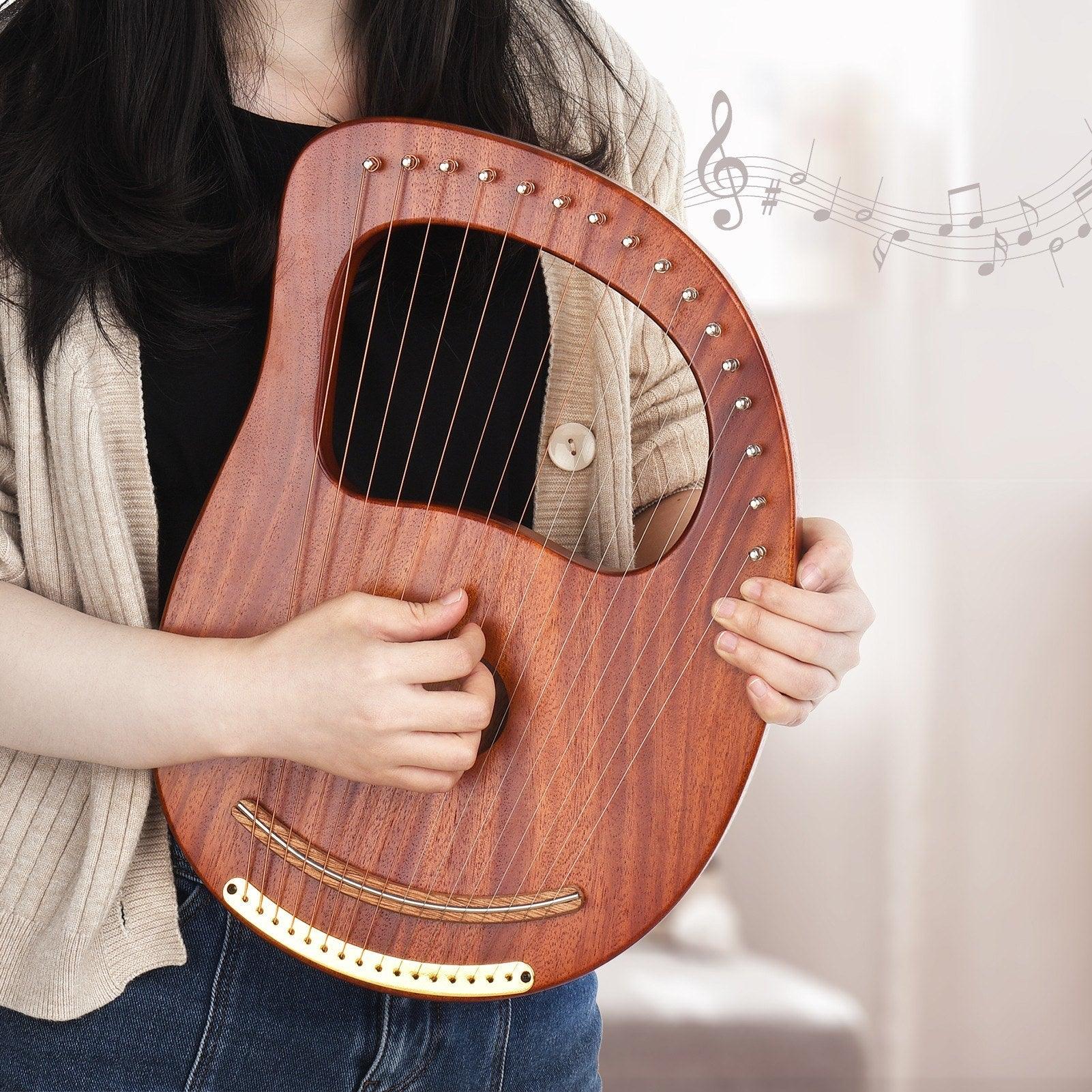 Lyre Harp 16 String Premium Hollow Mahogany w/Bag - Little Kalimba Shop