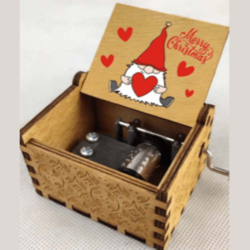 Music Box Wooden Hand Crank Merry Christmas Gift Santa Claus kids christmas gift
