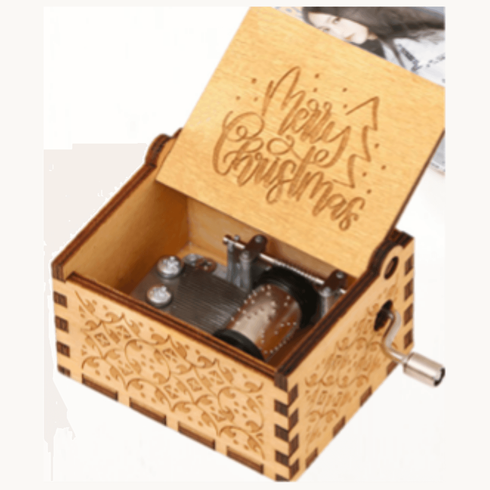 Music Box Wooden Hand Crank Merry Christmas Gift Santa Claus kids christmas gift