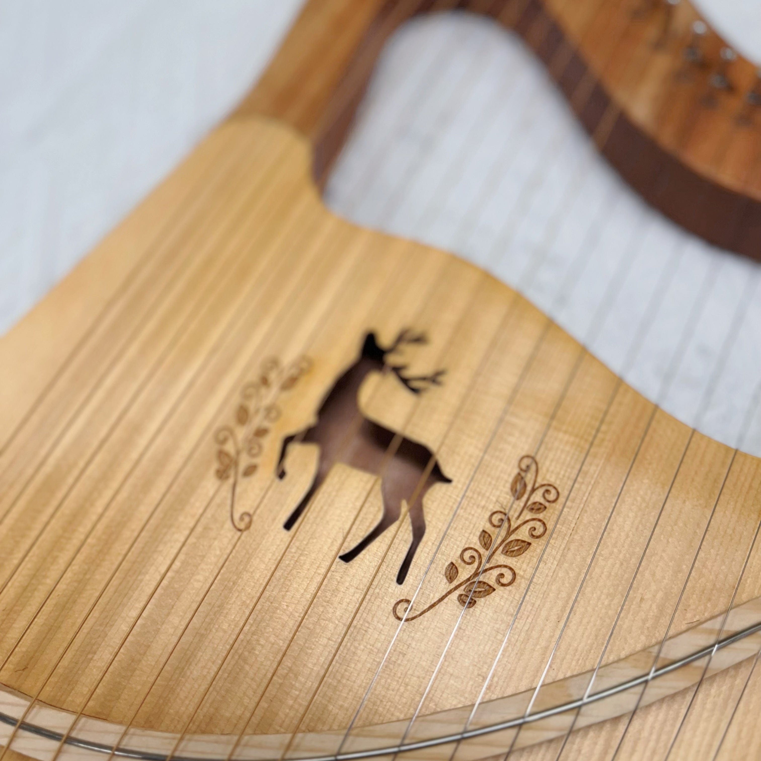 Lyre Harp 21 String Deer Mahogany w/Case