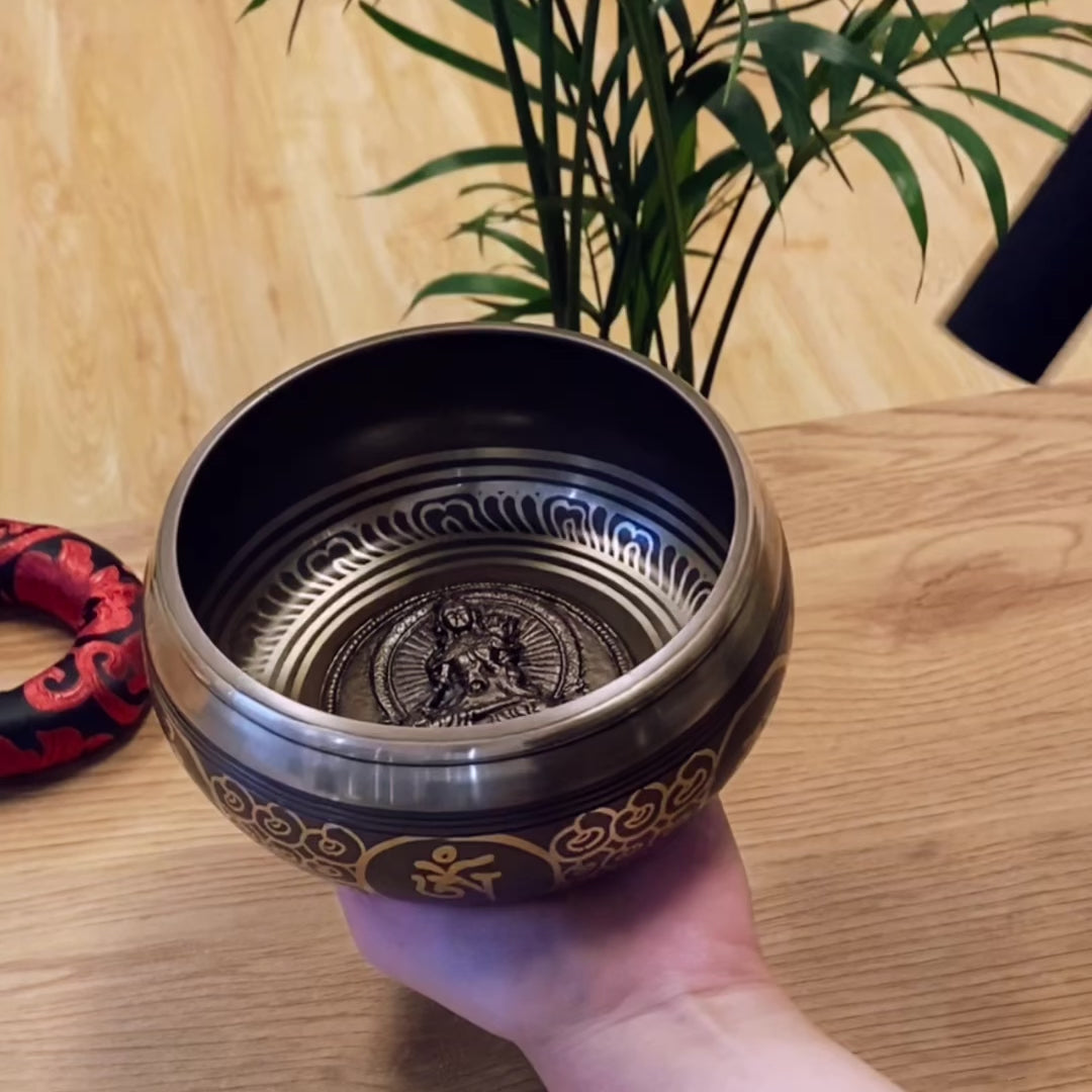 Tibetan Singing Bowl Nepal Handmade Meditation White Tara 14cm sound healing muscial therapy