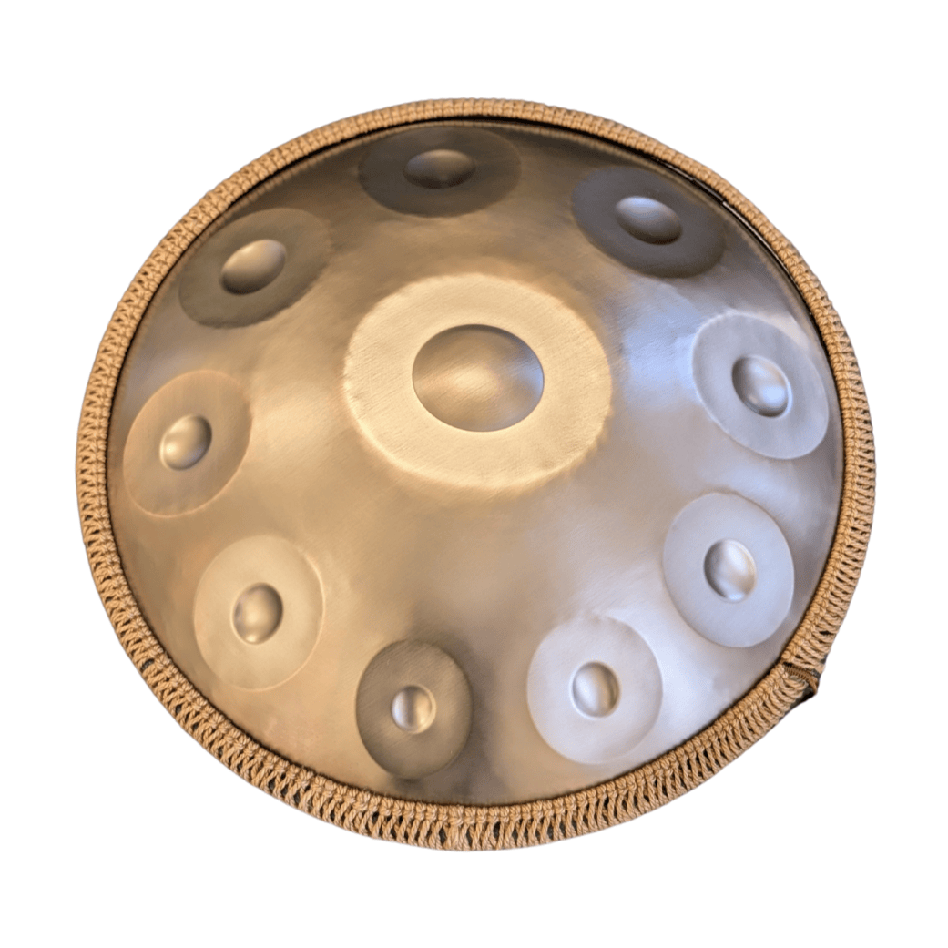 Buy beginner handpan in Australia – 55 cm Mandala 10-note D Kurd handpan, 432 Hz tuning, ideal beginner handpan for meditation, music therapy, acoustic performance, and creative expression.