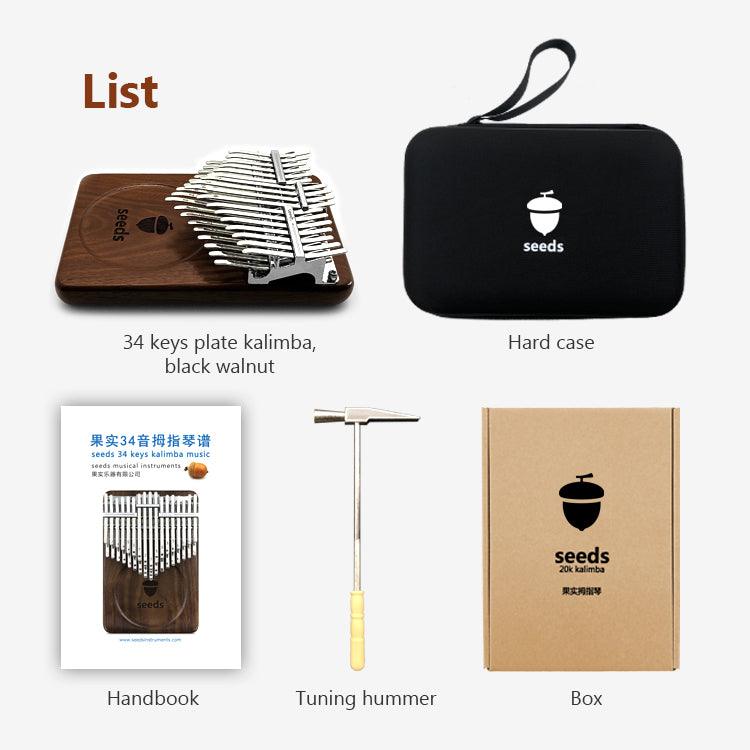 Kalimba 34 Key Seeds Walnut Chromatic Double Layer with Case musical instrument thumb piano buy kalimba Australia