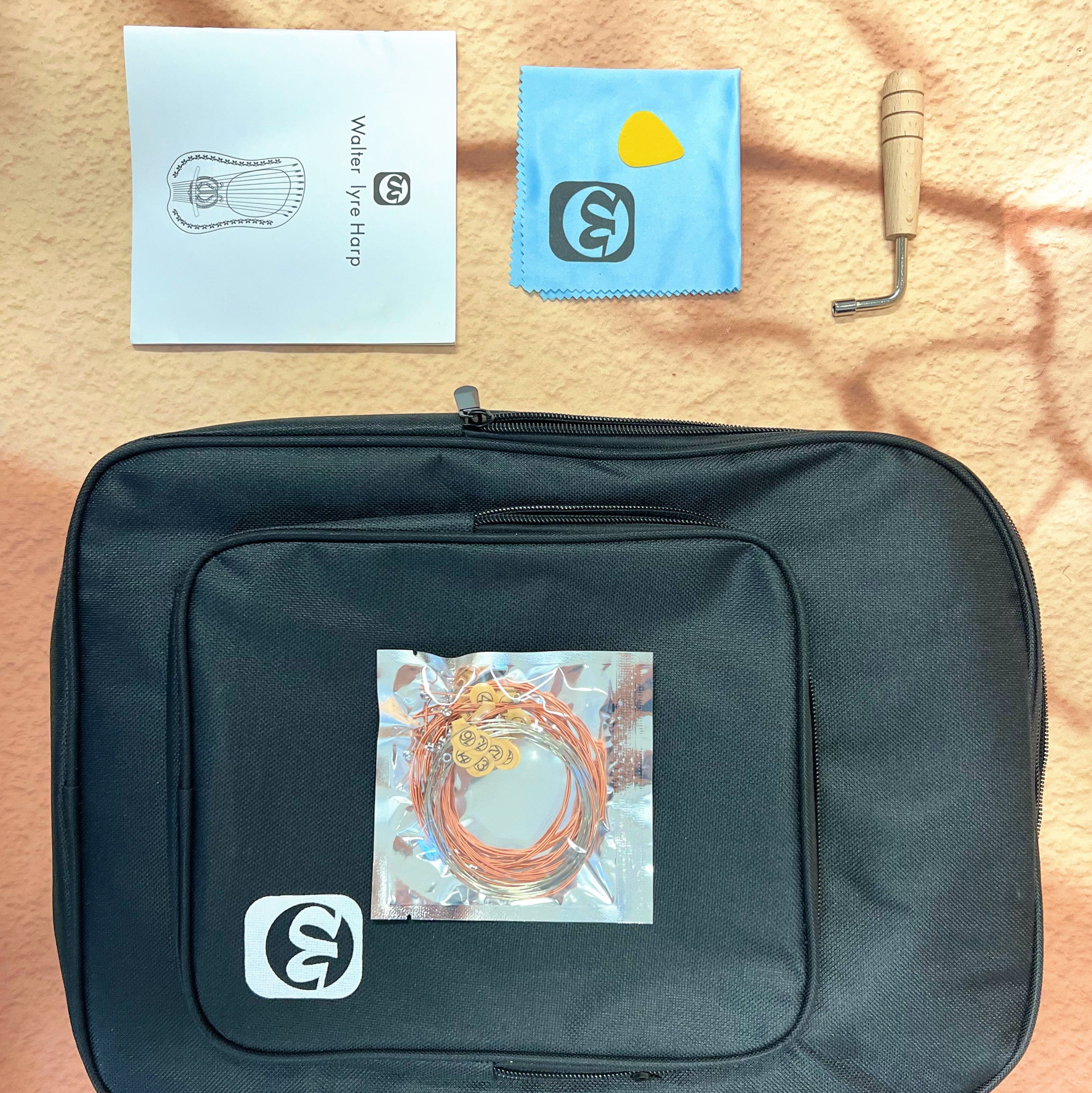 Lyre Harp 16 String Premium Mahogany w/Bag buy lyre harp mini harp Australia - Little Kalimba Shop