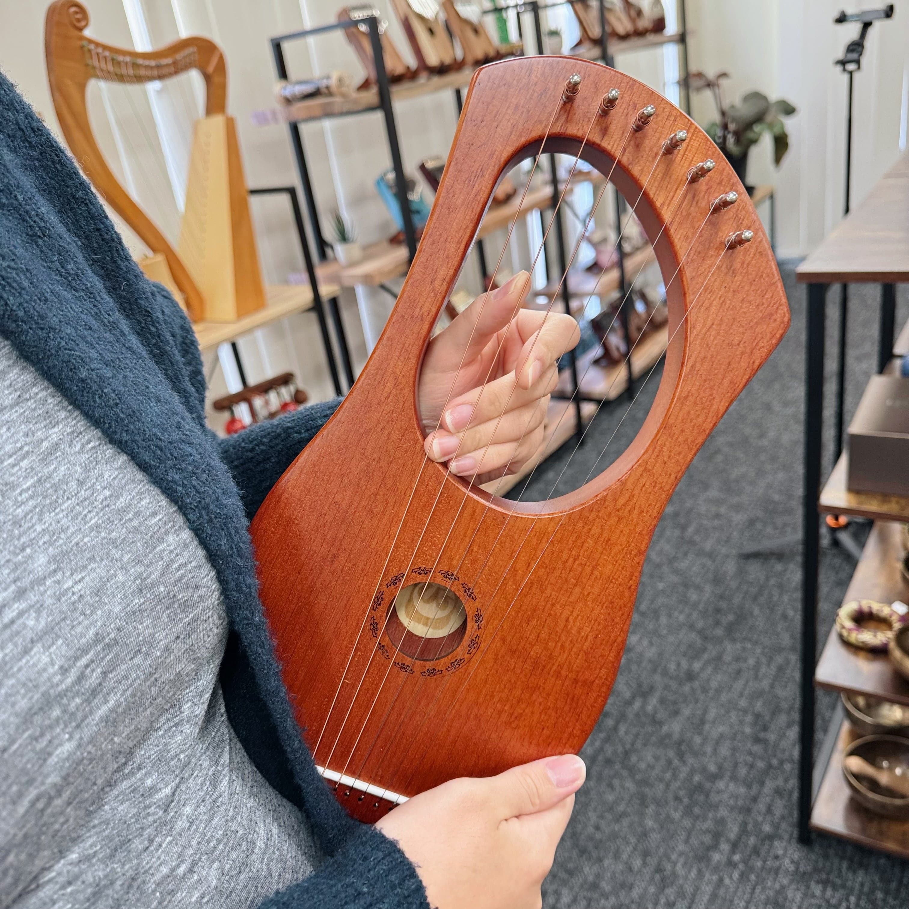 Lyre Harp 7 String Walter Premium Solid Mahogany Hollow w/Bag