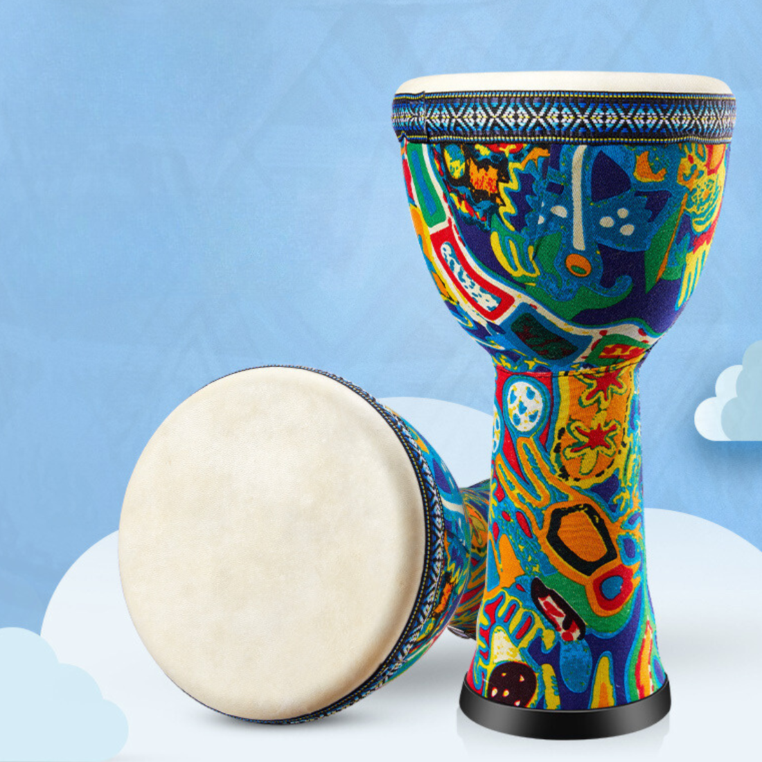 Djembe Kids Natural Hide Lightweight 8" (3 designs)