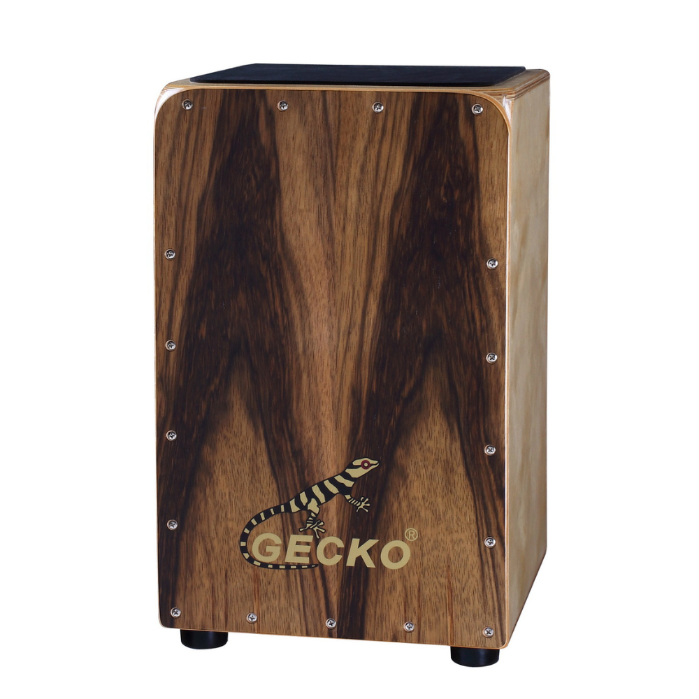 Gecko Cajon Drum Zebrawood CL19WJ w/Backpack Wooden Percussion Box, with Internal Guitar Strings