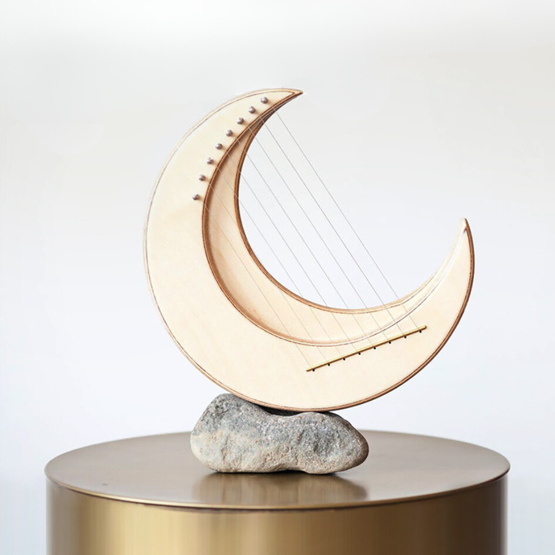 Moon Lyre Harp 8 String Hluru Mini C major unique gift buy lyre harp australia sound healing instrument