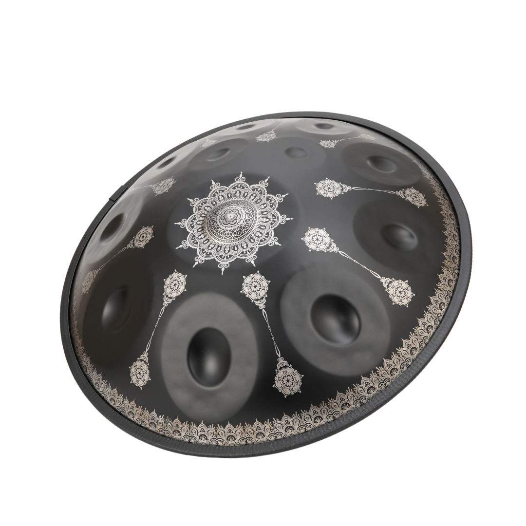 Handpan 10-Note D Kurd Beginner Mandala Black 432hz 55cm