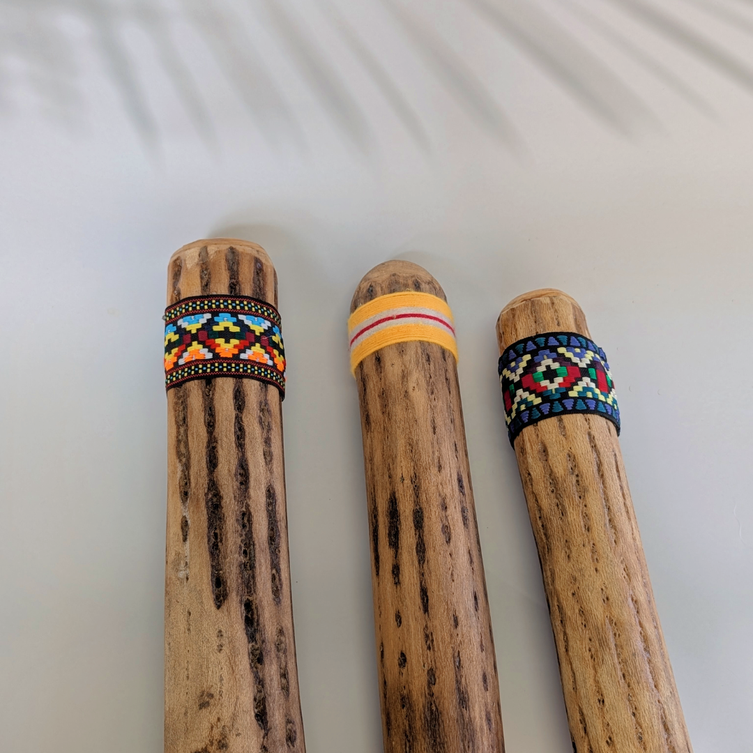 Chilean cactus rainstick handcrafted musical instrument for meditation, relaxation, and sound healing.
