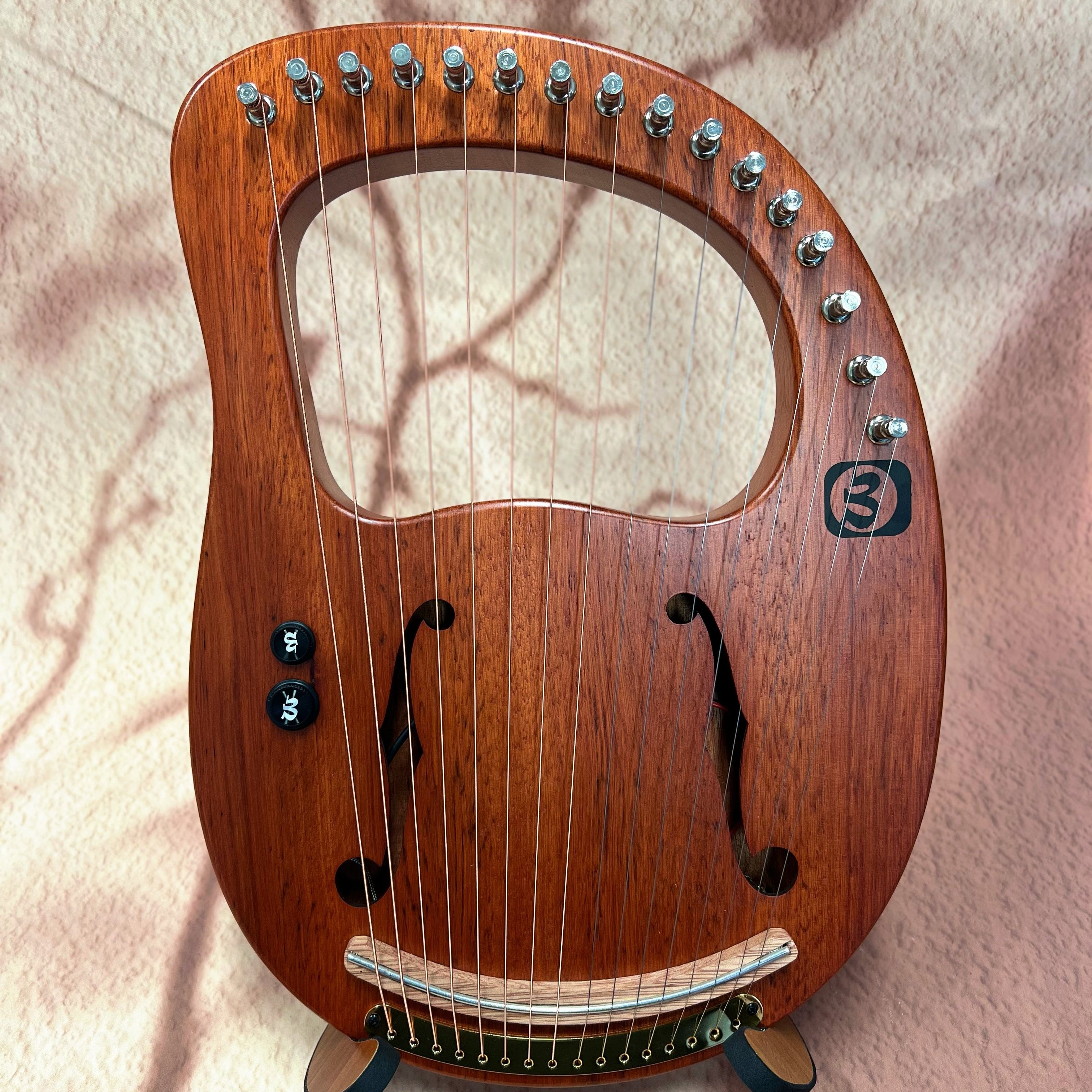 Lyre Harp 16 String Premium Mahogany Electric w/Bag buy lyre harp mini harp Australia - Little Kalimba Shop