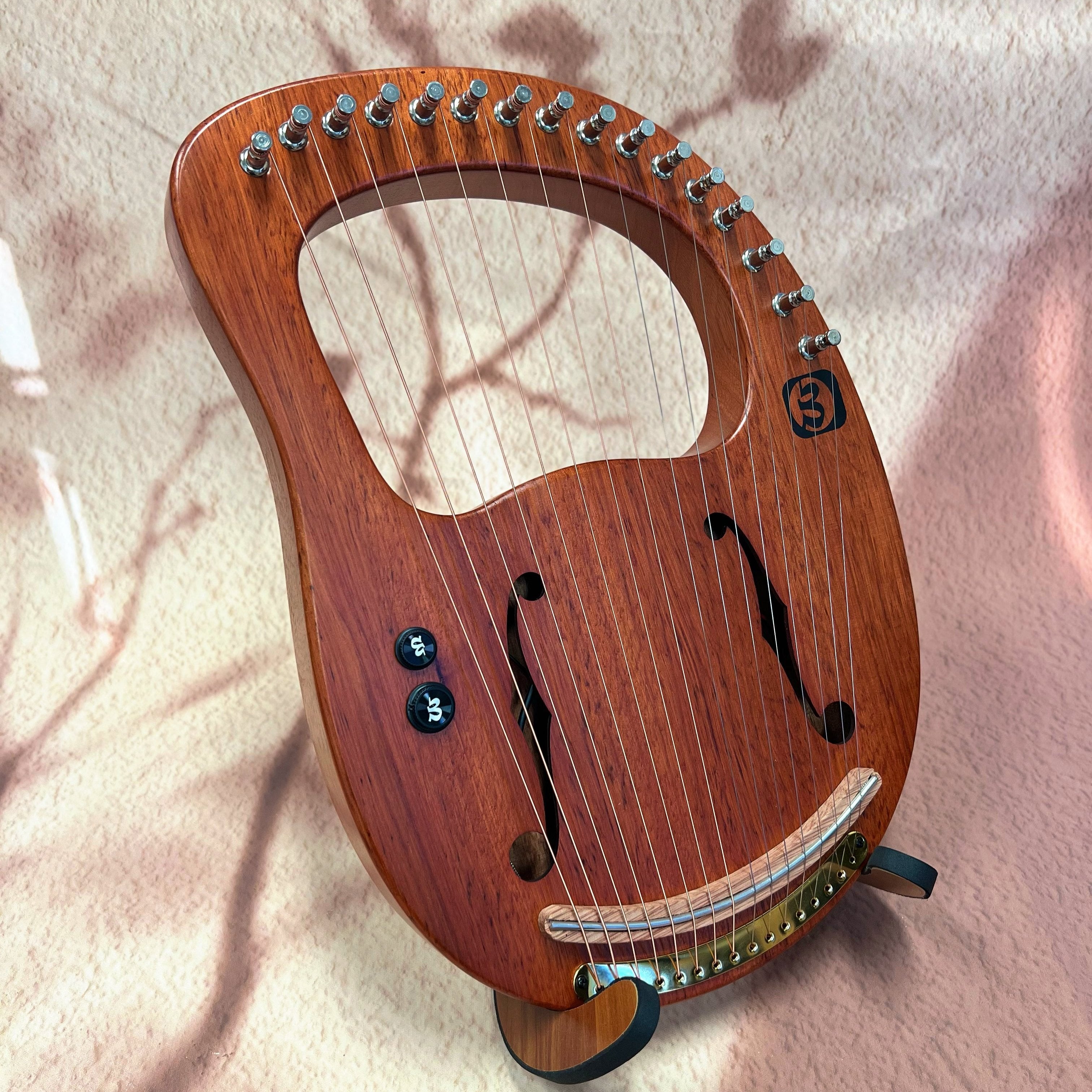 Lyre Harp 16 String Premium Mahogany Electric w/Bag buy lyre harp mini harp Australia - Little Kalimba Shop