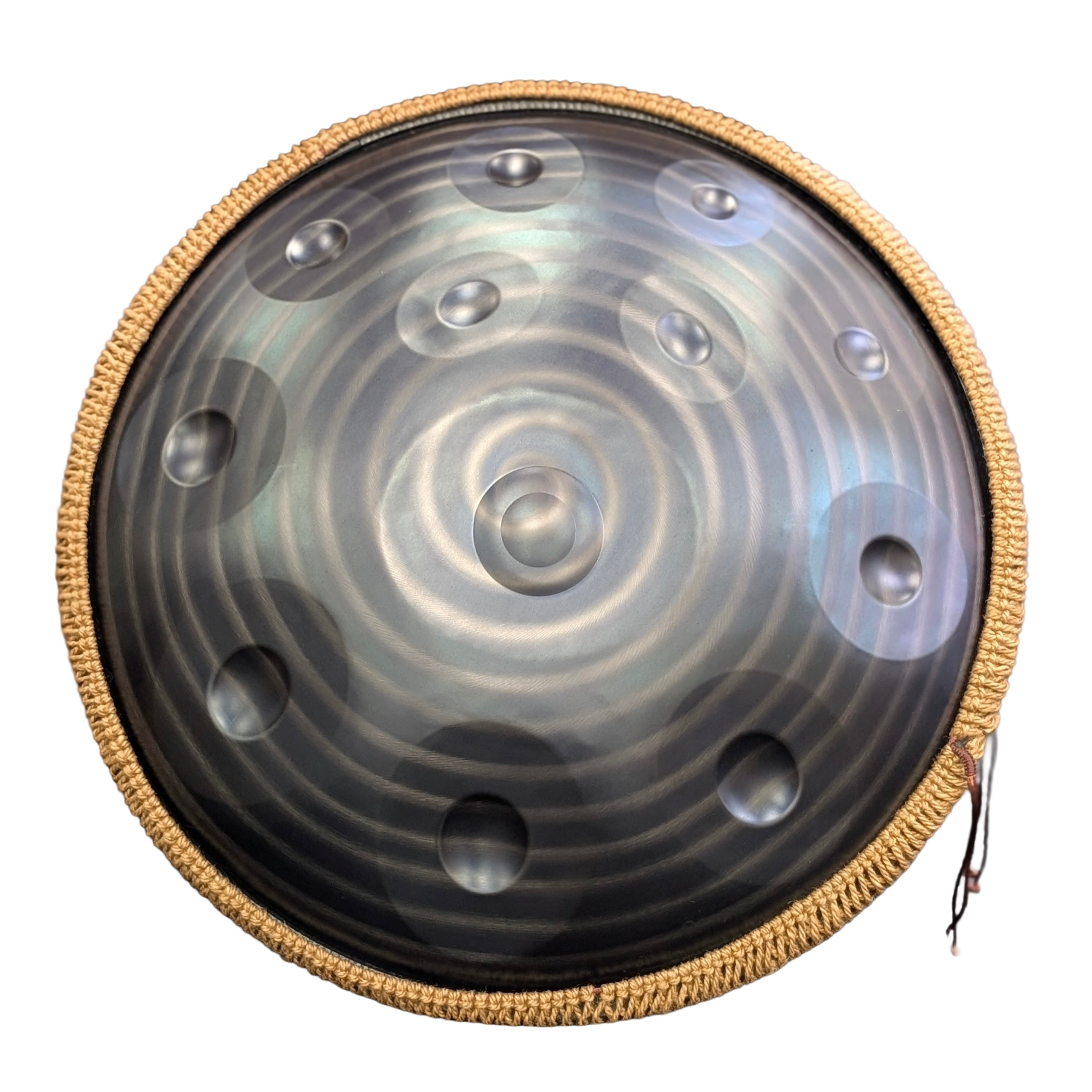Buy beginner handpan in Australia – 55 cm Mandala 12-note D Kurd handpan, 432 Hz tuning, ideal beginner handpan for meditation, music therapy, acoustic performance, and creative expression.
