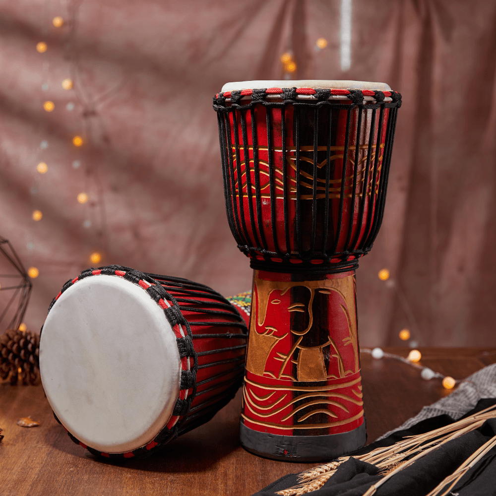 Djembe Natural Hide Head Traditional Rope 8" - Little Kalimba Shop
