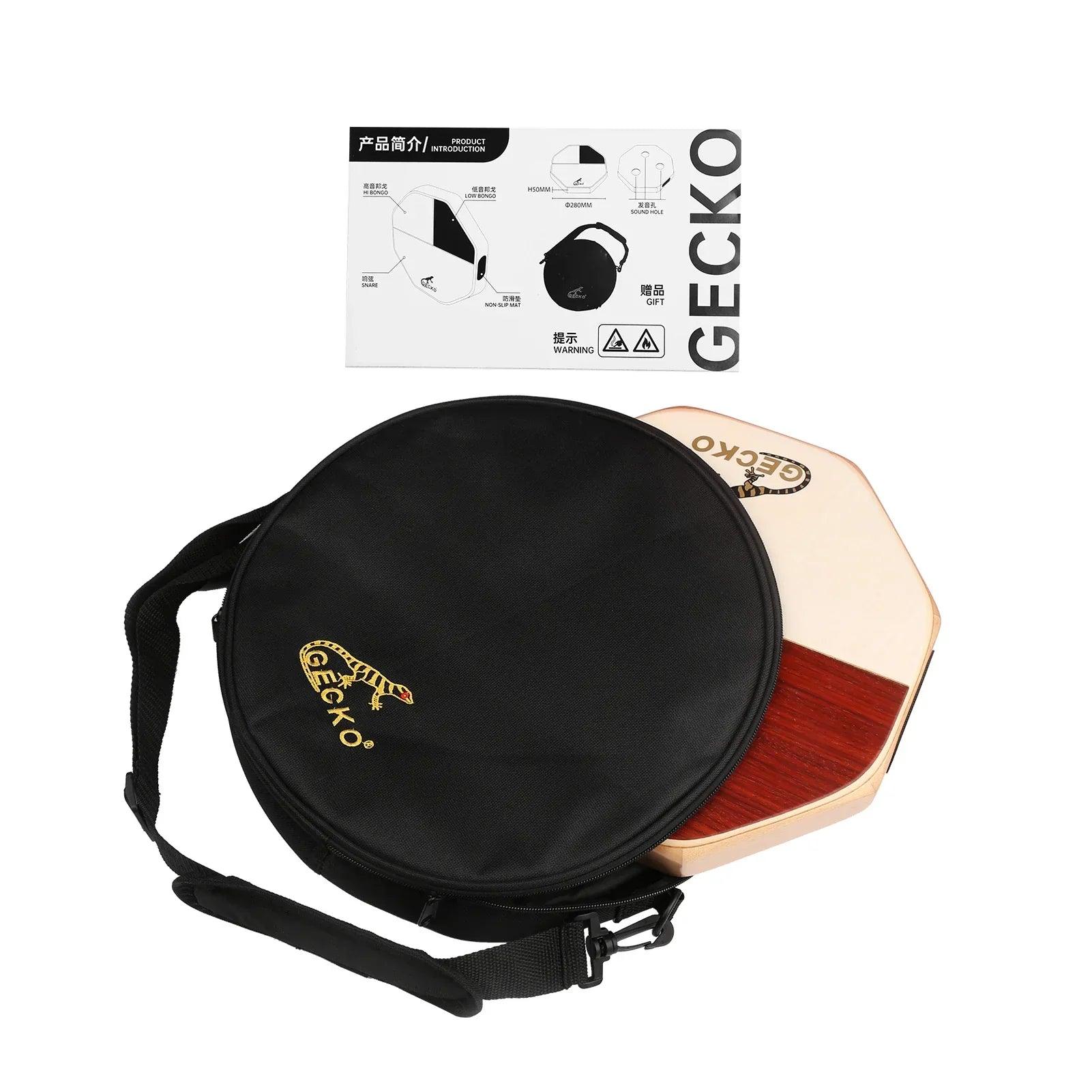Gecko Cajon Travel Bongo Drum Wood Percussion Triple Sound w/Bag unique musical instrument Christmas gift