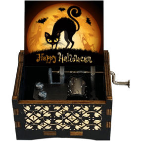Music Box Wooden Hand Crank Birthday Halloween Christmas Gift