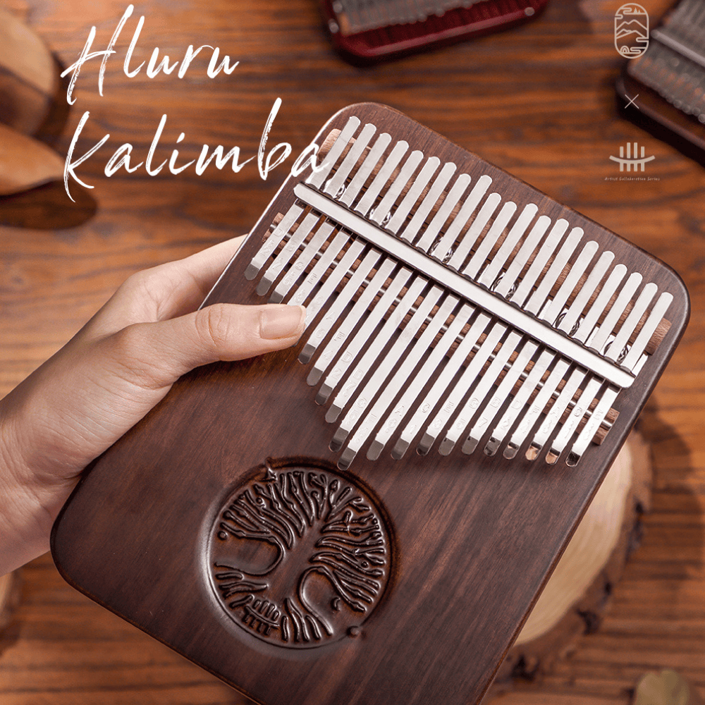 Kalimba 21 Key thumb piano muscial instrument meditation relaxing Hluru Tree Of Life African Walnut w/Case