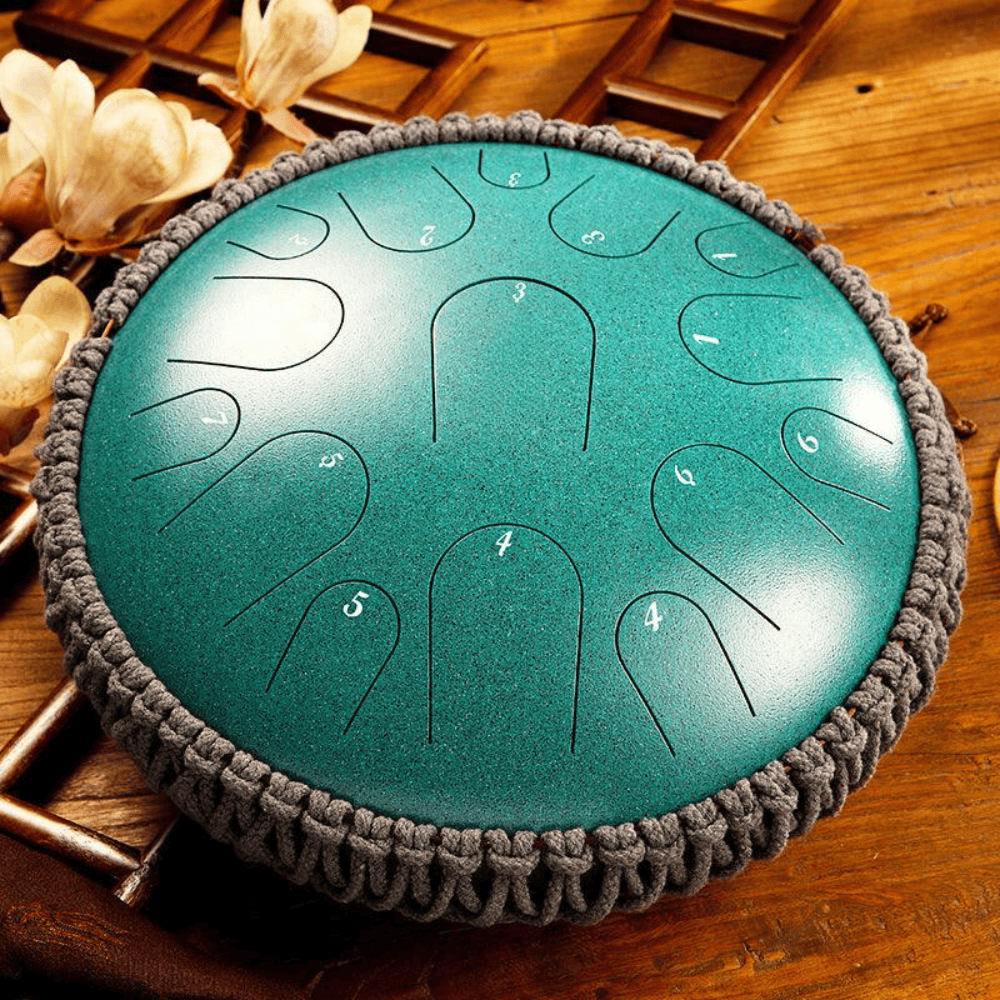 Hluru Steel Tongue Drum 14" 15-Note D Major Tank drum happy drum meditaion sound healing instrument
