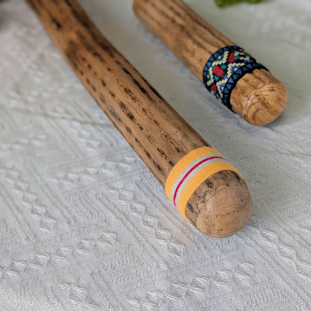 Chilean cactus rainstick handcrafted musical instrument for meditation, relaxation, and sound healing.