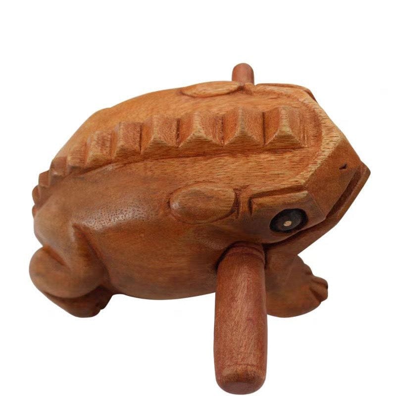 Wood Frog Guiro Rhythm Instrument – Natural Wood Percussion with Beater