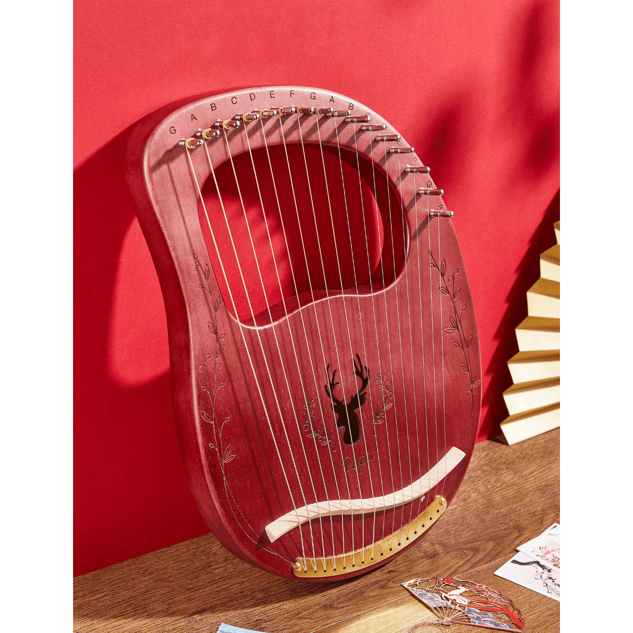 Lyre harp 16 string classic mahogany easy to learn instrument mini harp. Buy lyre harp Australia.